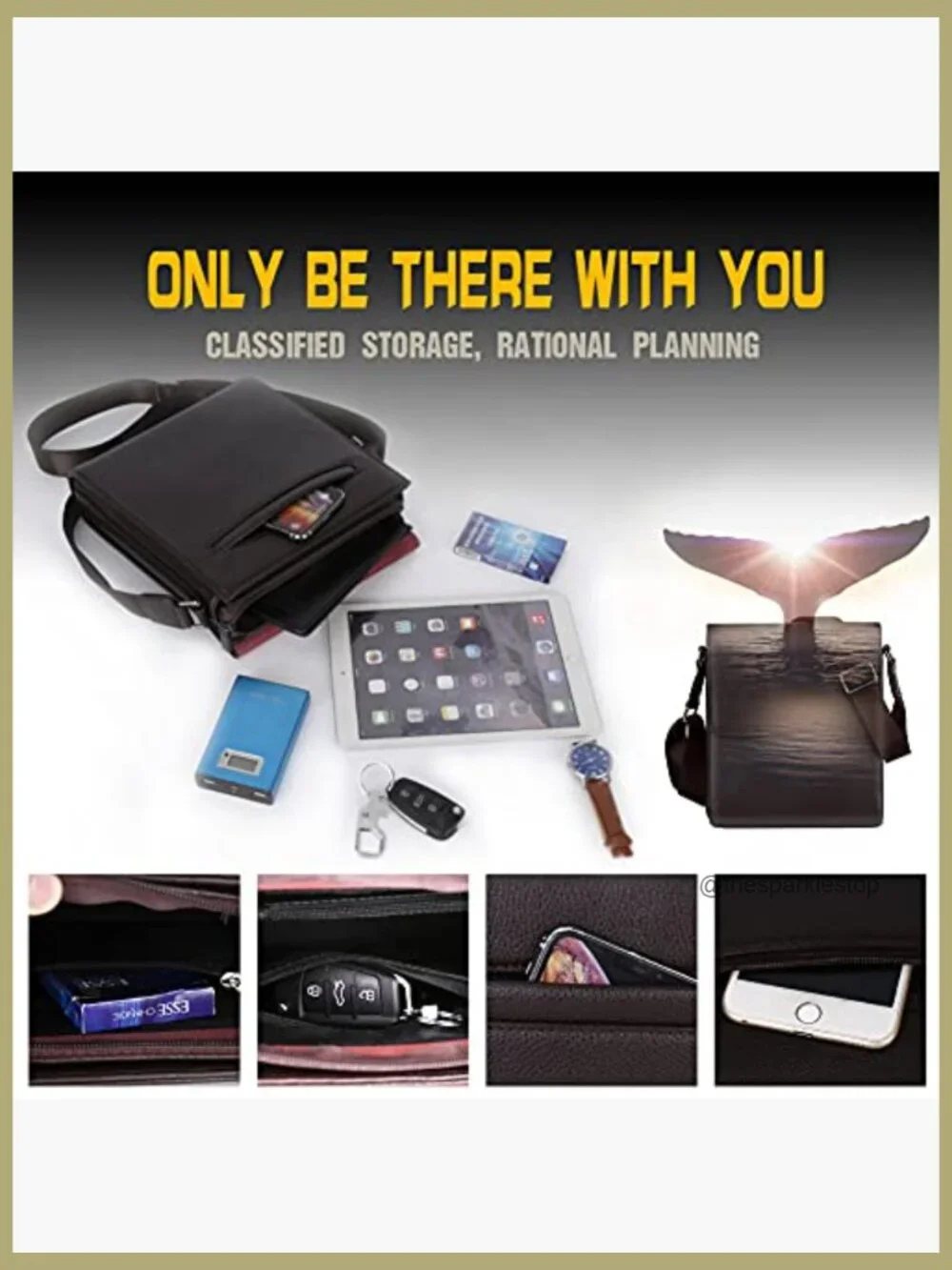 Vegan Leather Messenger Crossbody Bag for Men Work Travel